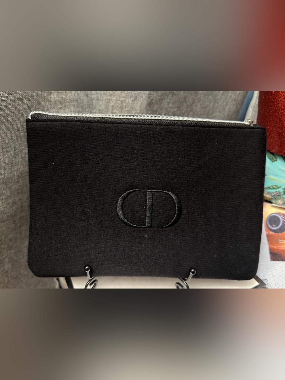 Dior Black Embroidered CD Zip Toiletry Pouch